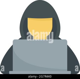 Hacker mit Haubensymbol. Flache Abbildung des Hackers mit Haube Vektor-Symbol isoliert auf weißem Hintergrund Stock Vektor