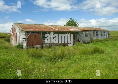 Hütte im Stobs Camp in der Nähe von Hawick. Das Stobs Camp ist ein Militär- und Internierungslager für deutsche Kriegsgefangene während des Ersten Weltkriegs. Stockfoto