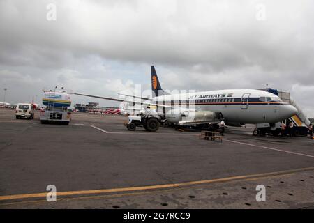 Flugzeug Jet Airways, Flughafen Mumbai, Sahar International Airport, Chhatrapati Shivaji International Airport, CSIA, Bombay, Mumbai, Maharashtra, Indien, Asien Stockfoto