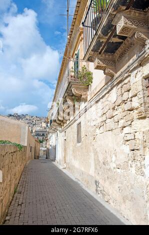 Ansicht der Stadt modica traditionelle Häuser in Sizilien Italien Stockfoto