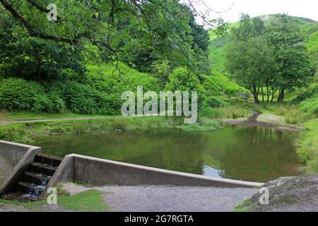 Wasserbecken in Carding Mill Valley Walk, Shropshire Stockfoto