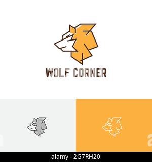 Wolf Head Wild Animal Line Corner Business-Logo Stock Vektor