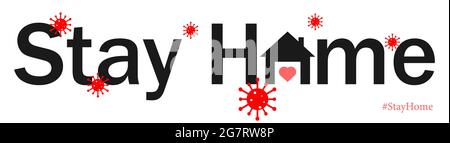 Bleib zu Hause. Logo- oder Emblemdesign für Poster, Webbanner oder Social Media. Quarantäne-Coronavirus. Vektorgrafik Stock Vektor