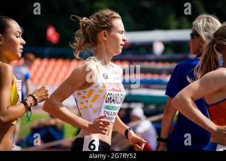 Der Belgier Merel Maes wurde während des Hochsprungwettbewerbes bei den U20-Europameisterschaften am Freitag, 16. Juli 2021 in Tallinn, Estland, in Aktion gezeigt Stockfoto