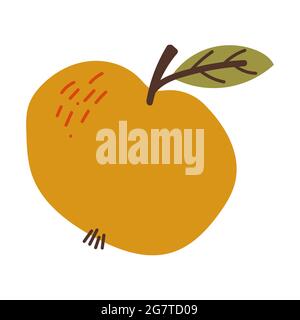 Apple flache Vektor-Cartoon. Orange handgezeichnete Symbol Stock Vektor
