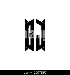 BJ Logo Monogramm mit Schild Form Designs Vorlage Vektor-Symbol modern Stock Vektor