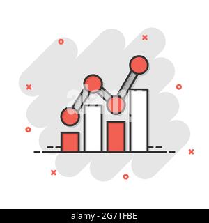 Diagramm-Symbol im Comic-Stil. Pfeil wachsen Cartoon Vektor Illustration auf weißem isolierten Hintergrund. Analyse Splash Effect Business Concept. Stock Vektor
