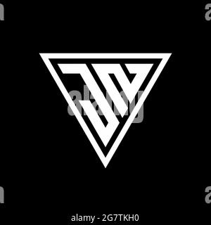 JN Logo Monogramm mit tirangle Form isoliert auf schwarzem Hintergrund geometrische Vektor-Symbol Stock Vektor