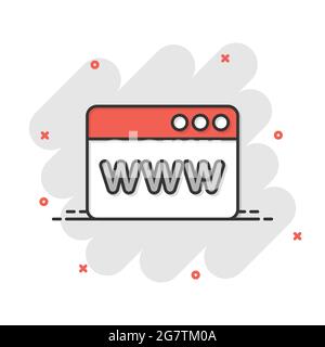 Website-Domain-Symbol im Comic-Stil. Www Internet-Adresse Karikatur Vektor-Illustration auf weißem isolierten Hintergrund. Server-Splash-Effekt für die Geschäftswelt Stock Vektor