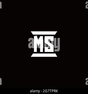 MS-Logo Initial Letter Monogramm mit Säule Form Design-Vorlage in schwarzem Hintergrund isoliert Stock Vektor