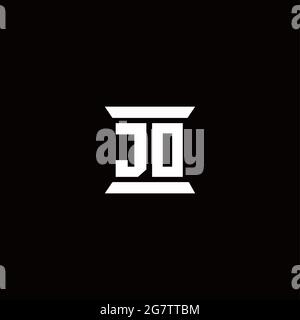 JO-Logo Initial Letter Monogramm mit Säule Form Design-Vorlage in schwarzem Hintergrund isoliert Stock Vektor