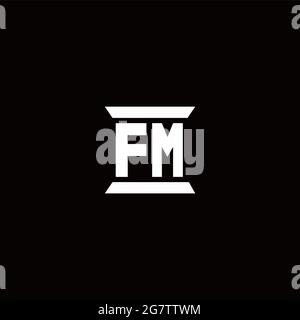 FM-Logo Initial Letter Monogramm mit Säule Form Design-Vorlage isoliert auf schwarzem Hintergrund Stock Vektor