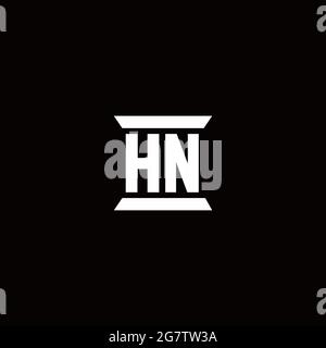 HN-Logo Initial Letter Monogramm mit Säule Form Design-Vorlage isoliert auf schwarzem Hintergrund Stock Vektor
