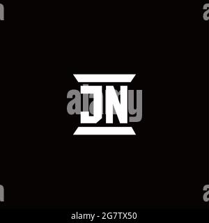 JN-Logo Initial Letter Monogramm mit Säule Form Design-Vorlage in schwarzem Hintergrund isoliert Stock Vektor