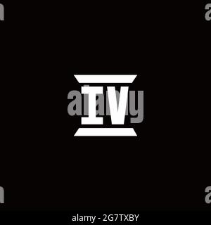 IV-Logo Initial Letter Monogramm mit Säule Form Design-Vorlage in schwarzem Hintergrund isoliert Stock Vektor