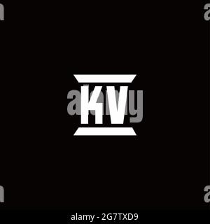 KV-Logo Initial Letter Monogramm mit Säule Form Design-Vorlage in schwarzem Hintergrund isoliert Stock Vektor