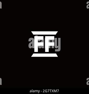 Ff-Logo Initial Letter Monogramm mit Säule Form Design-Vorlage isoliert auf schwarzem Hintergrund Stock Vektor