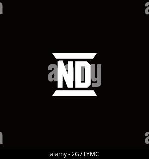 ND-Logo Initial Letter Monogramm mit Säule Form Design-Vorlage isoliert auf schwarzem Hintergrund Stock Vektor