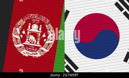 Südkorea und Afghanistan zwei Half Flags zusammen Stofftextur Illustration Stockfoto