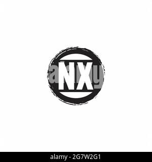 NX Logo Initial Letter Monogram mit abstrakter kreisförmiger Designvorlage isoliert auf weißem Hintergrund Stock Vektor