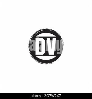 DV-Logo Initial Letter Monogram mit abstrakter kreisförmiger Designvorlage isoliert auf weißem Hintergrund Stock Vektor