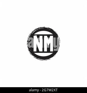 NM Logo Initial Letter Monogram mit abstrakter kreisförmiger Designvorlage isoliert auf weißem Hintergrund Stock Vektor