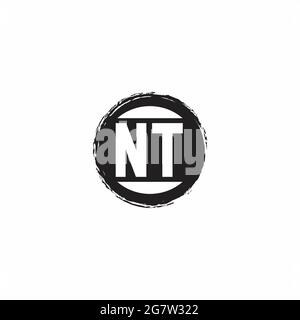 NT Logo Initial Letter Monogram mit abstrakter kreisförmiger Designvorlage isoliert auf weißem Hintergrund Stock Vektor