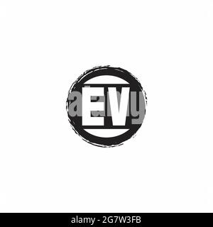 EV Logo Initial Letter Monogram mit abstrakter kreisförmiger Designvorlage isoliert auf weißem Hintergrund Stock Vektor