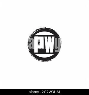 PW Logo Initial Letter Monogram mit abstrakter kreisförmiger Designvorlage isoliert auf weißem Hintergrund Stock Vektor