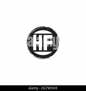 HF Logo Initial Letter Monogram mit abstrakter kreisförmiger Designvorlage isoliert auf weißem Hintergrund Stock Vektor