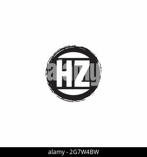 HZ Logo Anfangsbuchstabe Monogramm mit abstrakter kreisförmiger Designvorlage isoliert auf weißem Hintergrund Stock Vektor