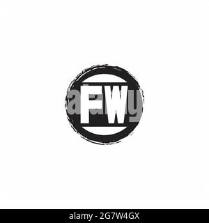 FW Logo Initial Letter Monogram mit abstrakter kreisförmiger Designvorlage isoliert auf weißem Hintergrund Stock Vektor