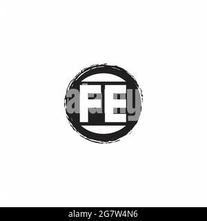 FE Logo Initial Letter Monogram mit abstrakter kreisförmiger Designvorlage isoliert auf weißem Hintergrund Stock Vektor