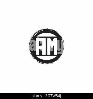 AM Logo Initial Letter Monogram mit abstrakter kreisförmiger Designvorlage isoliert auf weißem Hintergrund Stock Vektor