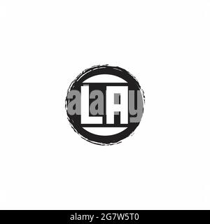 LA Logo Initial Letter Monogram mit abstrakter kreisförmiger Designvorlage isoliert auf weißem Hintergrund Stock Vektor