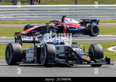 Silverstone Circuit, Silverstone, Northamptonshire, Großbritannien. Juli 2021. F2 großer Preis von Großbritannien, freies Training; Matteo Nannini in seinem Campos Racing Dallara F2 2018 Credit: Action Plus Sports/Alamy Live News Stockfoto