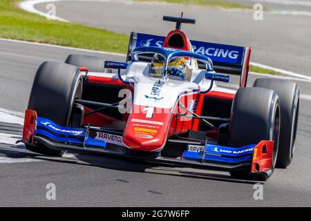 Silverstone Circuit, Silverstone, Northamptonshire, Großbritannien. Juli 2021. F2 großer Preis von Großbritannien, freies Training; Robert Schwartzman in seinem Prema Racing Dallara F2 2018 Credit: Action Plus Sports/Alamy Live News Stockfoto
