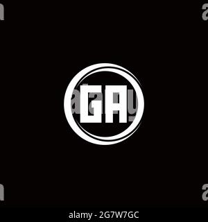 GA-Logo Initial Letter Monogram mit kreisförmigen Scheibe abgerundete Design-Vorlage isoliert auf schwarzem Hintergrund Stock Vektor