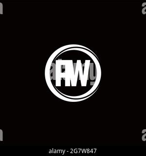 AW-Logo Initial Letter Monogram mit kreisförmig abgerundeter Designvorlage auf schwarzem Hintergrund isoliert Stock Vektor