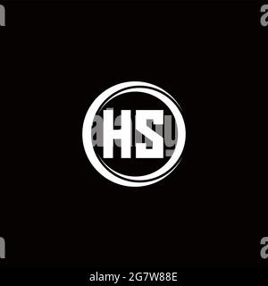 HS-Logo Initial Letter Monogram mit kreisförmig abgerundeter Designvorlage auf schwarzem Hintergrund isoliert Stock Vektor