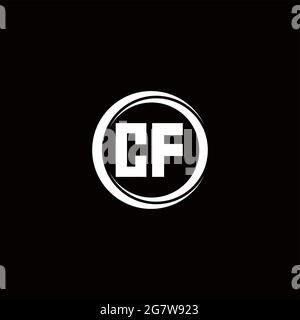 Initialmonogramm mit CF-Logo und abgerundeter kreisförmigen Designvorlage auf schwarzem Hintergrund Stock Vektor