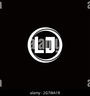 LJ-Logo, Anfangsbuchstabenmonogramm mit kreisförmig abgerundeter Designvorlage, isoliert auf schwarzem Hintergrund Stock Vektor