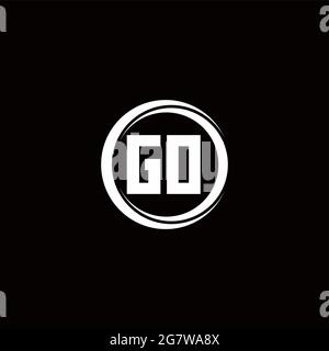 GO Logo Initial Letter Monogramm mit Kreis Scheibe abgerundeten Design-Vorlage isoliert auf schwarzem Hintergrund Stock Vektor