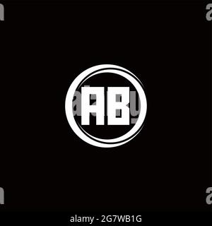 Ab-Logo Anfangsbuchstabenmonogramm mit kreisförmigen Scheibe abgerundete Designvorlage isoliert auf schwarzem Hintergrund Stock Vektor