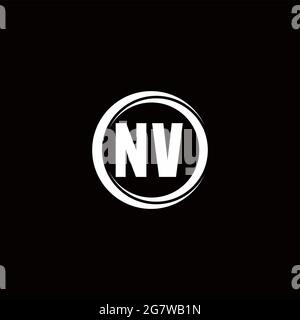NV-Logo Initial Letter Monogram mit kreisförmig abgerundeter Designvorlage isoliert auf schwarzem Hintergrund Stock Vektor