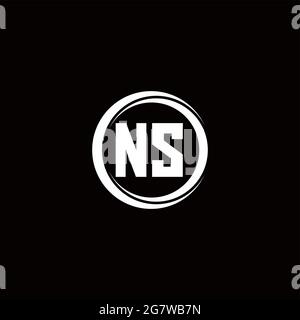 NS-Logo, Anfangsbuchstabenmonogramm mit kreisförmig abgerundeter Designvorlage, isoliert auf schwarzem Hintergrund Stock Vektor