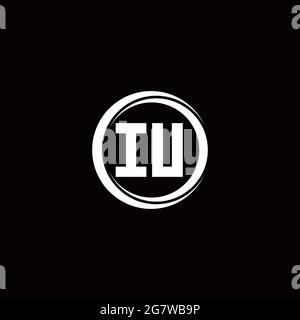 IU-Logo Initial Letter Monogram mit kreisförmigen Scheibe abgerundete Design-Vorlage isoliert auf schwarzem Hintergrund Stock Vektor