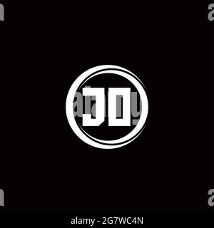 JO-Logo Initial Letter Monogramm mit Kreis Scheibe abgerundeten Design-Vorlage isoliert auf schwarzem Hintergrund Stock Vektor