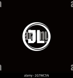 Monogramm mit Anfangsbuchstaben des JL-Logos mit abgerundeter kreisförmigen Designvorlage auf schwarzem Hintergrund Stock Vektor