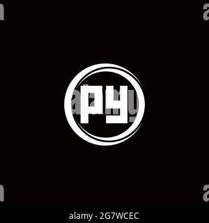 PY-Logo Initial Letter Monogramm mit Kreis Scheibe abgerundeten Design-Vorlage isoliert auf schwarzem Hintergrund Stock Vektor